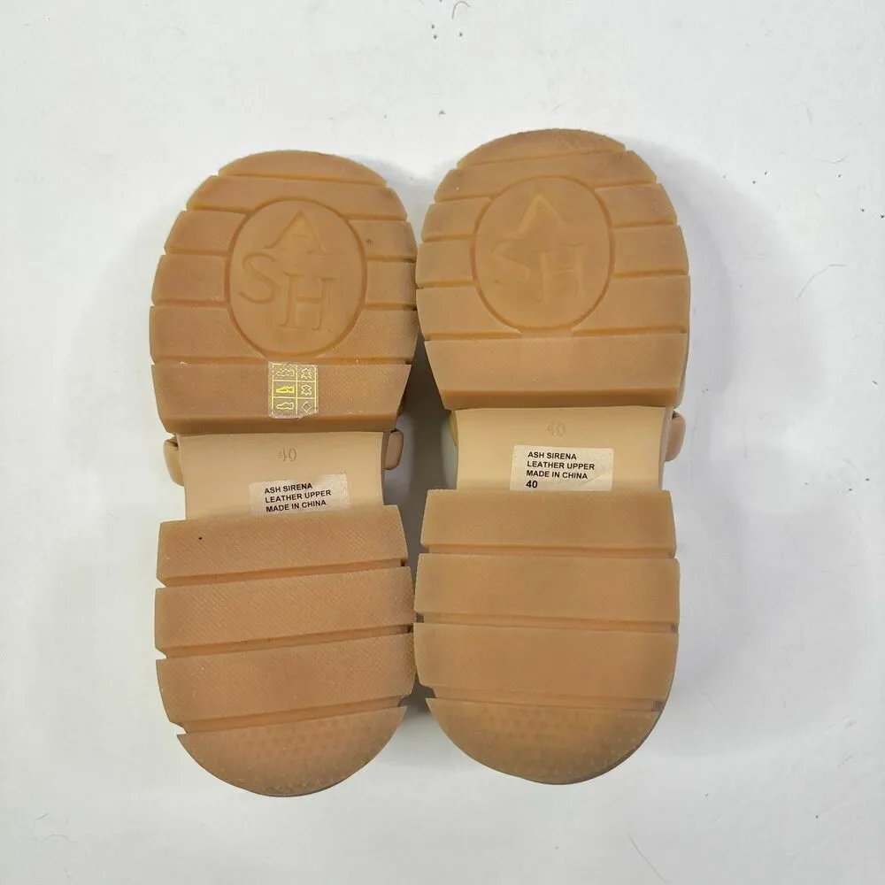 Ash Sandals Women 10 Beige Sirena NEW  Leather Platform Chunky Shoes Athleisure - Picture 7 of 8